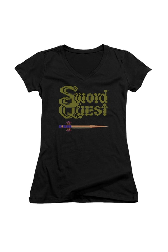 Atari 8 Bit Sword Junior Women's T-Shirt V-Neck Black