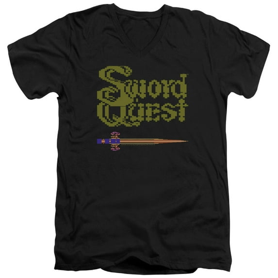 Atari 8 Bit Sword S/S Adult V-Neck T-Shirt 30/1 T-Shirt Black