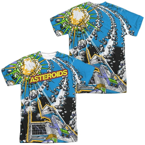 Atari Asteroids All Over Unisex Adult Sublimated Costume T Shirt (Front/Back), 2X-Large Multicolor