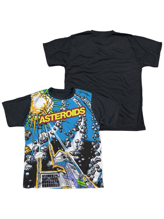 Atari - Asteroids All Over - Youth Short Sleeve Black Back Shirt - Small