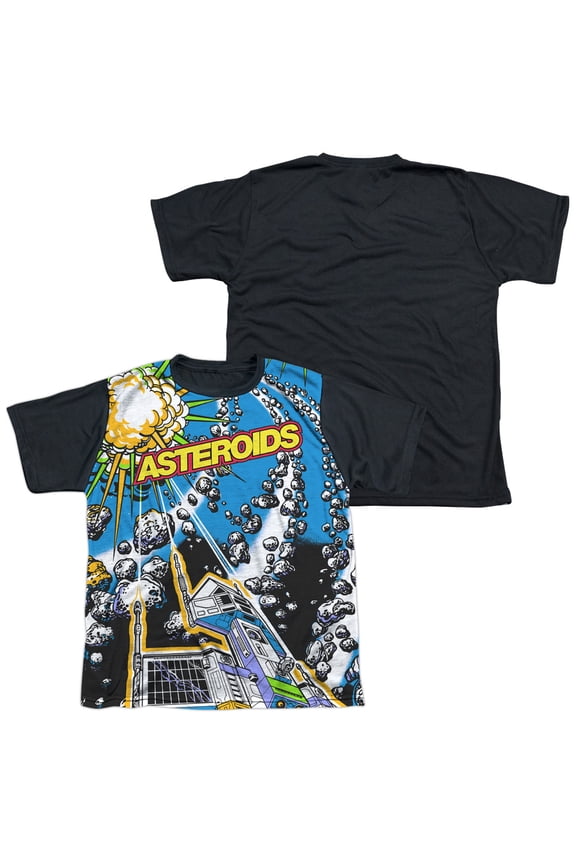 Atari - Asteroids All Over - Youth Short Sleeve Black Back Shirt - X-Large