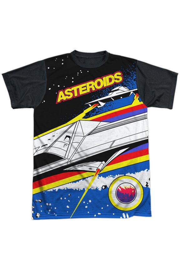 - Asteroids Arcade - Short Sleeve Black Back Shirt - Large