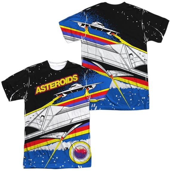 Atari Asteroids Arcade Unisex Adult Sublimated Costume T Shirt (Front/Back), Medium Multicolor