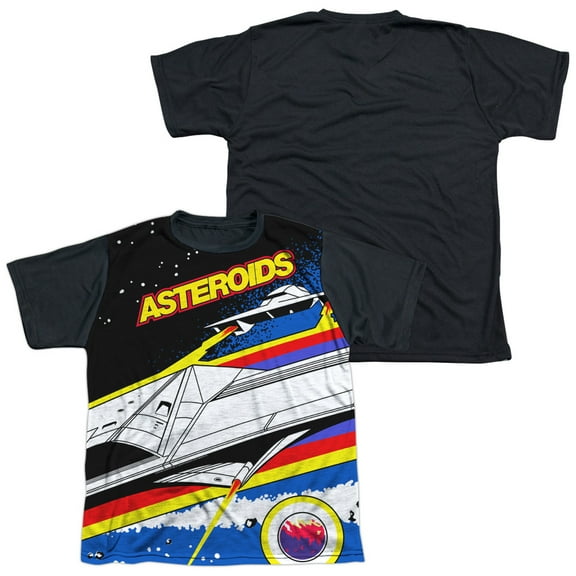 Atari - Asteroids Arcade - Youth Short Sleeve Black Back Shirt - Large