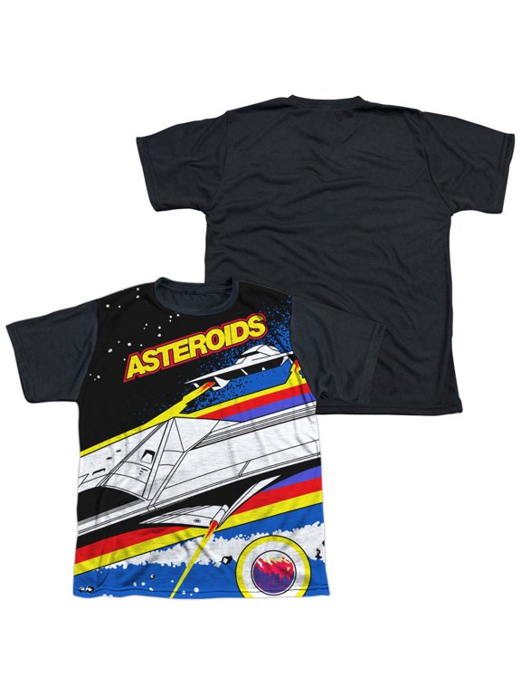 Atari - Asteroids Arcade - Youth Short Sleeve Black Back Shirt - Large