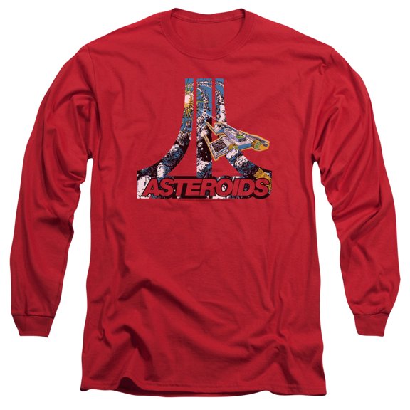 Atari Asteroids Atari Long Sleeve T-Shirt Adult 18/1 Red
