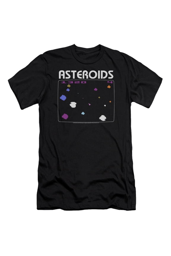 Atari Asteroids Screen S/S Adult 30/1 T-Shirt Black
