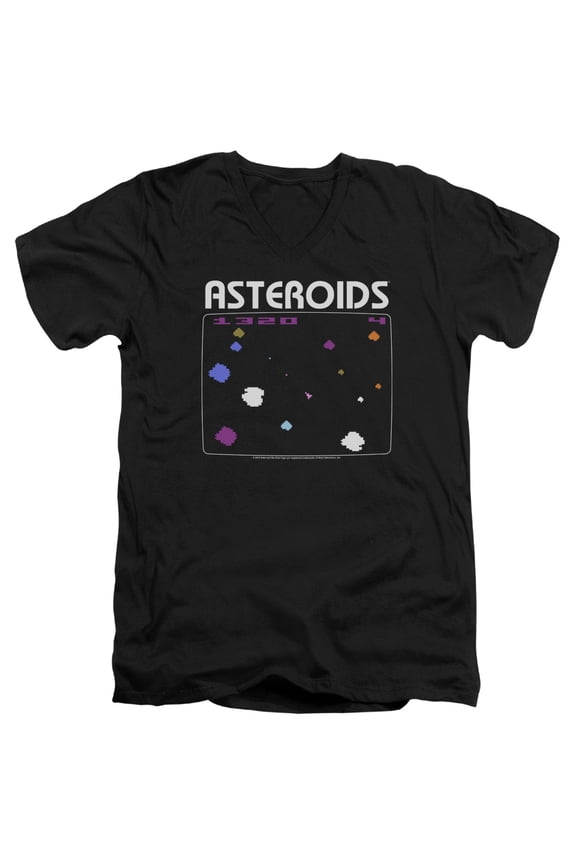 Atari - Asteroids Screen - Slim Fit V Neck Shirt - Small