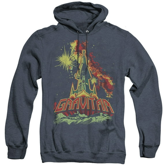 Atari Blast Off Adult Heather Hoodie Sweatshirt Navy