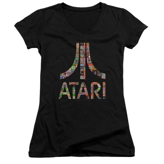 Atari Box Art Junior Women's T-Shirt V-Neck Black