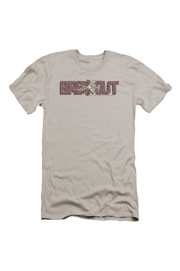 Atari Breakout Distressed Premium Canvas T-Shirt Adult Slim Fit 30/1 Silver