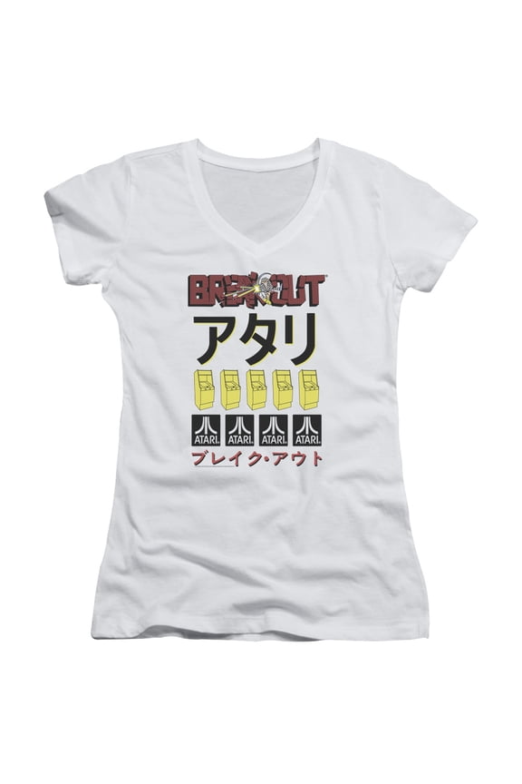 Atari Breakout Repeat Junior Women's T-Shirt V-Neck White