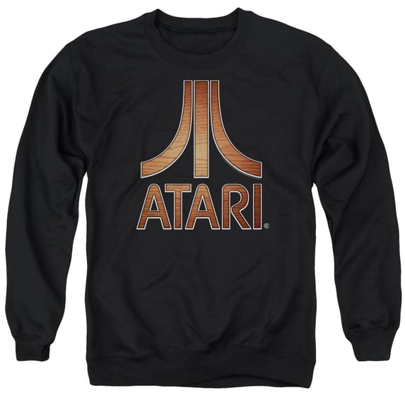 Atari Classic Wood Emblem Adult Crewneck Sweatshirt Black