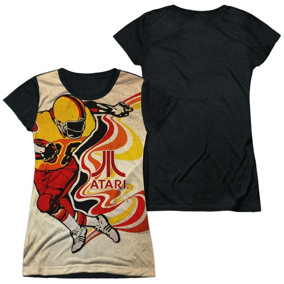 Atari - Football - Juniors Teen Girls Black Back Sleeve Shirt - X-Large