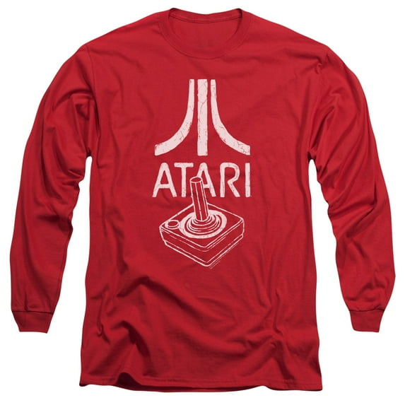 Atari Joystick Logo Long Sleeve T-Shirt Adult 18/1 Red