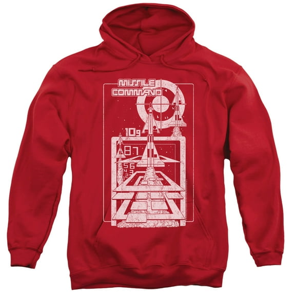 Atari Lift Off Adult Pullover Hoodie Sweatshirt Red
