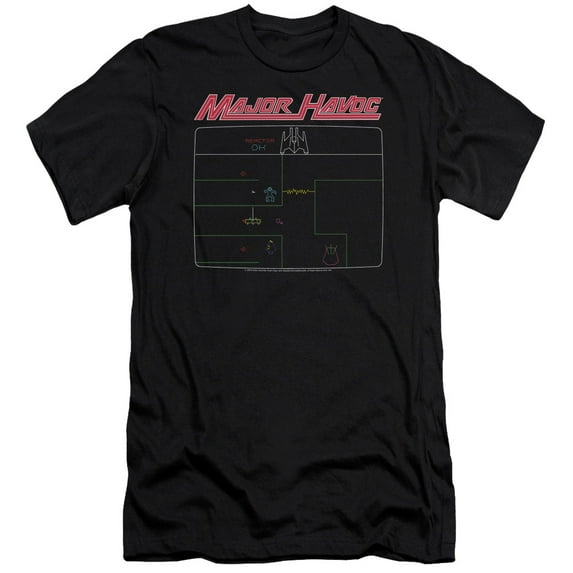 Atari Major Havoc Screen Premium Canvas T-Shirt Adult Slim Fit 30/1 Black