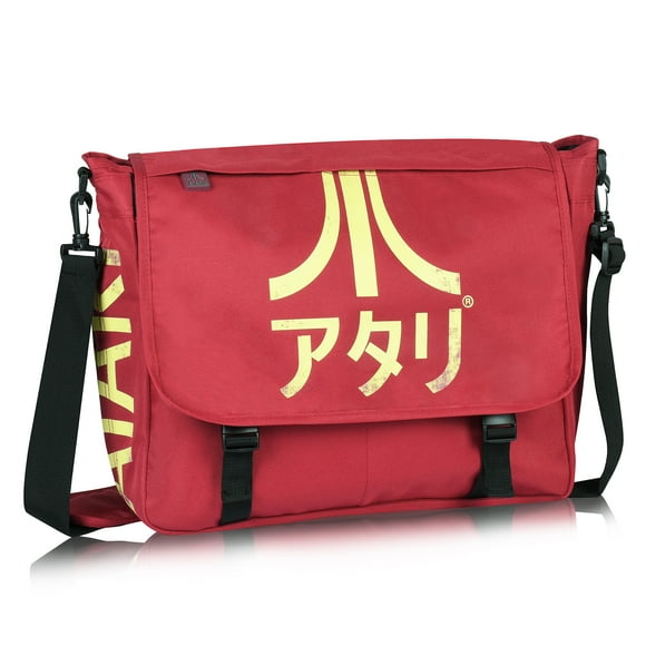Meroncourt Vintage Messenger Bag with Japanese Logo – Large Capacity with Multi-Pocket Storage (Crimson Red) | Japanese-Inspired Design