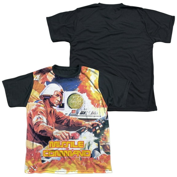 Atari Missile Command Commander All Over Big Boys Youth Black Back T-Shirt Tee