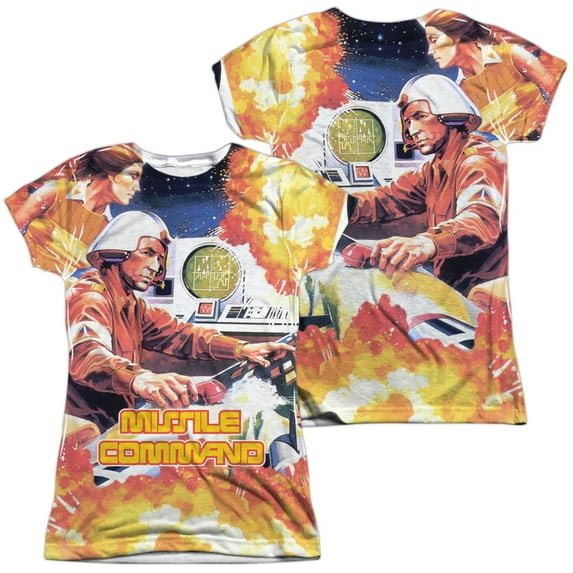 Atari - Missle Commander (Front/Back Print) - Juniors Cap Sleeve Shirt - X-Large