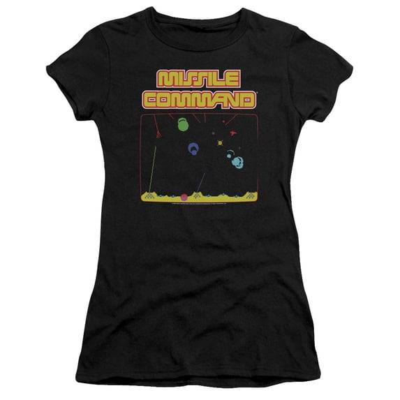 Atari Missle Screen S/S Junior Women's T-Shirt Sheer Black