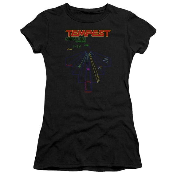 Atari Tempest Screen S/S Junior Women's T-Shirt Sheer Black
