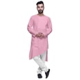 thumbnail image 1 of Atasi Asymmetric Indian Mens Long Kurta Solid Round Neck Kurtas Party Wear, 1 of 5