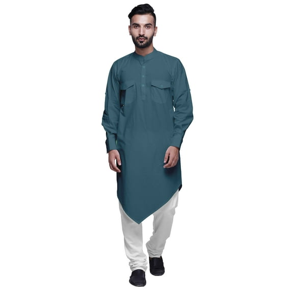 Atasi Asymmetrical Kurta Casual Button Down Shirt Cotton Casual Kurta Men