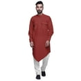 thumbnail image 1 of Atasi Asymmetrical Kurta Casual Button Down Shirt Cotton Casual Kurta Men, 1 of 5