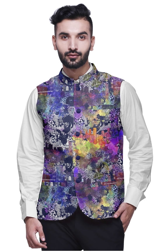 Blue2 Architectural Party Wear Jacket For Men Printed Casual Jackets Elegant Wedding Jacket-XX-Large