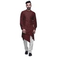 thumbnail image 1 of Atasi Button Down Long Kurta For Men Solid Chinese Collar Casual Ethnic Kurtas-Medium, 1 of 6