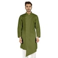 thumbnail image 1 of Atasi Casual Solid Long Sleeve Cotton Kurta For Indian Mens Mandarin Collar Irregular Hem Ethnic Shirt, 1 of 7