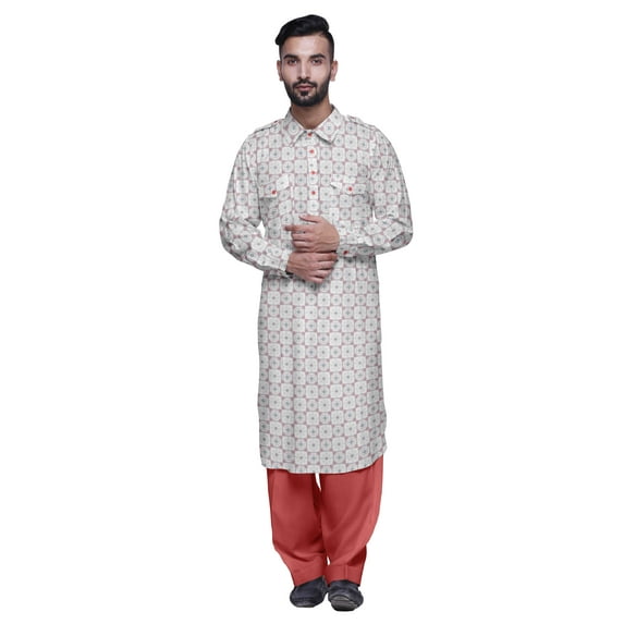 Atasi Classic Collar Long Sleeve Mens Pathani Kurta Salwar Wedding Kurta Set