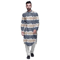 Atasi Cotton Flex Asymmetrical Long Sleeve Kurta for Men Printed Designer Kurta White