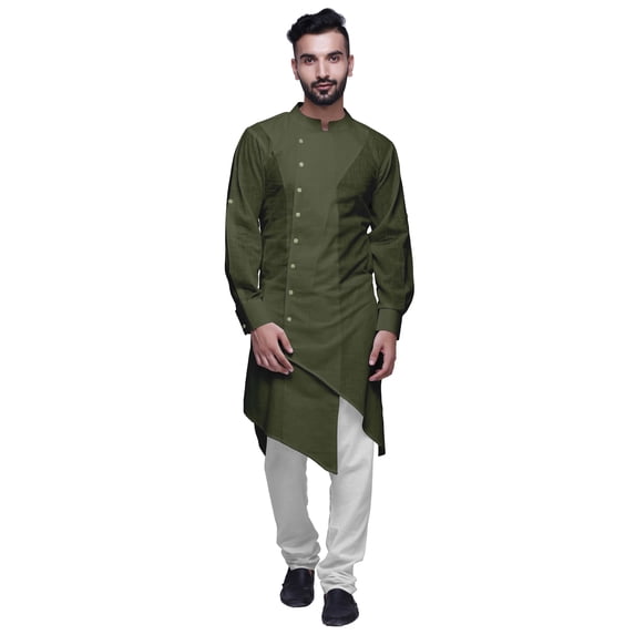 Atasi Cotton Flex Designer Button Down Kurta For Men Casual Summer Wear Kurtas-Large