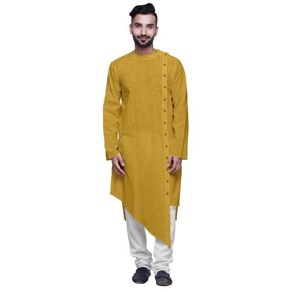 Atasi Cotton Flex Mens Kurta Shirt Solid Round Collar Festive Designer Clothing