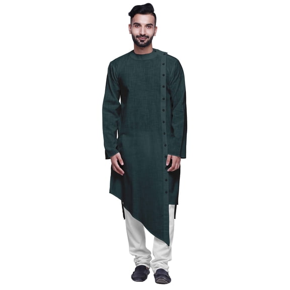 Atasi Cotton Flex Mens Kurta Shirt Solid Round Collar Festive Designer Clothing