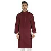 Atasi Cotton Kurta Solid Ethnic- Festive Long Shirt W/ Pintuck Traditional Indian Wear For Men's