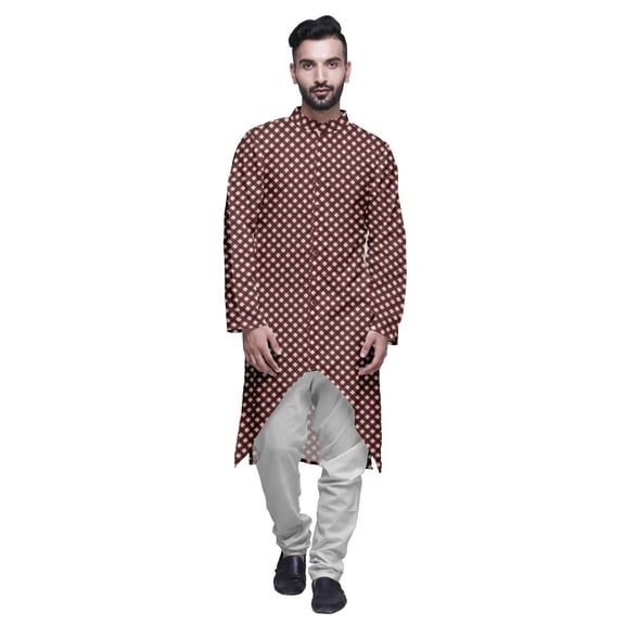 Atasi Cotton Slub Printed Fashion For Men Asymmetric Button Down Kurta For Men