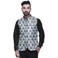 thumbnail image 1 of Atasi Dark Blue Paisley Printed Nehru Jacket Mens Bandhgala Ethnic Jacket Party Wear Wedding Clothing-Large, 1 of 6