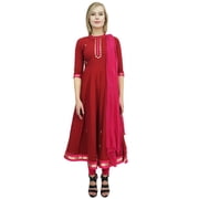 Atasi Designer Cotton Dupion Maroon Long Anarkali Suit Casual Womens Clothing - 4