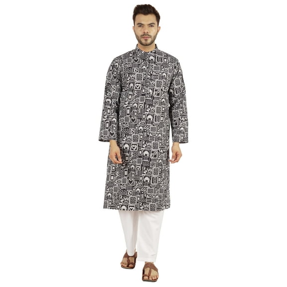 Atasi Designer Kurta For Men’s Printed Chinese Collar Summer Ethnic Party Wear