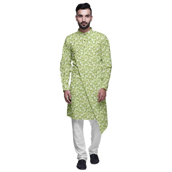 Atasi Designer Kurta Pajama For Men Printed Angrakha Kurta Set Summer Clothing