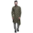 thumbnail image 1 of Atasi Designer Kurta Pajama For Men Printed Angrakha Kurta Set Summer Clothing, 1 of 3