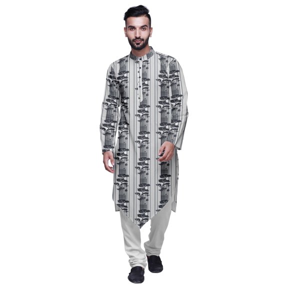Atasi Designer Long Sleeve Kurta For Boys Casual Printed Cotton Flex Kurta