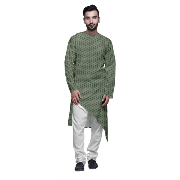Atasi Designer Printed Summer Wear Long Kurta With White Pajama Set For Men