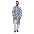 thumbnail image 1 of Atasi Designer Printed Summer Wear Long Kurta With White Pajama Set For Men, 1 of 3