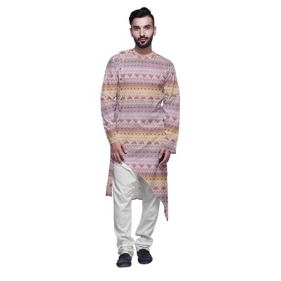 Atasi Designer Printed Summer Wear Long Kurta With White Pajama Set For Men