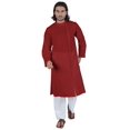 thumbnail image 1 of Atasi Designer Solid Kurta For Menâ€™s Mandarin Collar Cotton Ethnic Long Wear, 1 of 7
