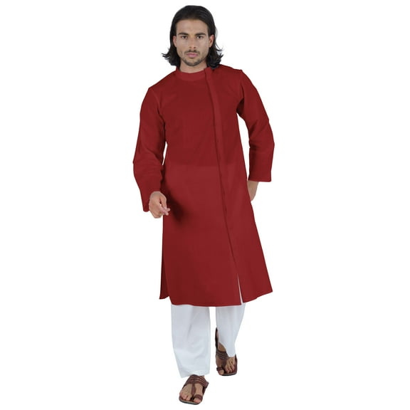 Atasi Designer Solid Kurta For Men’s Mandarin Collar Cotton Ethnic Long Wear